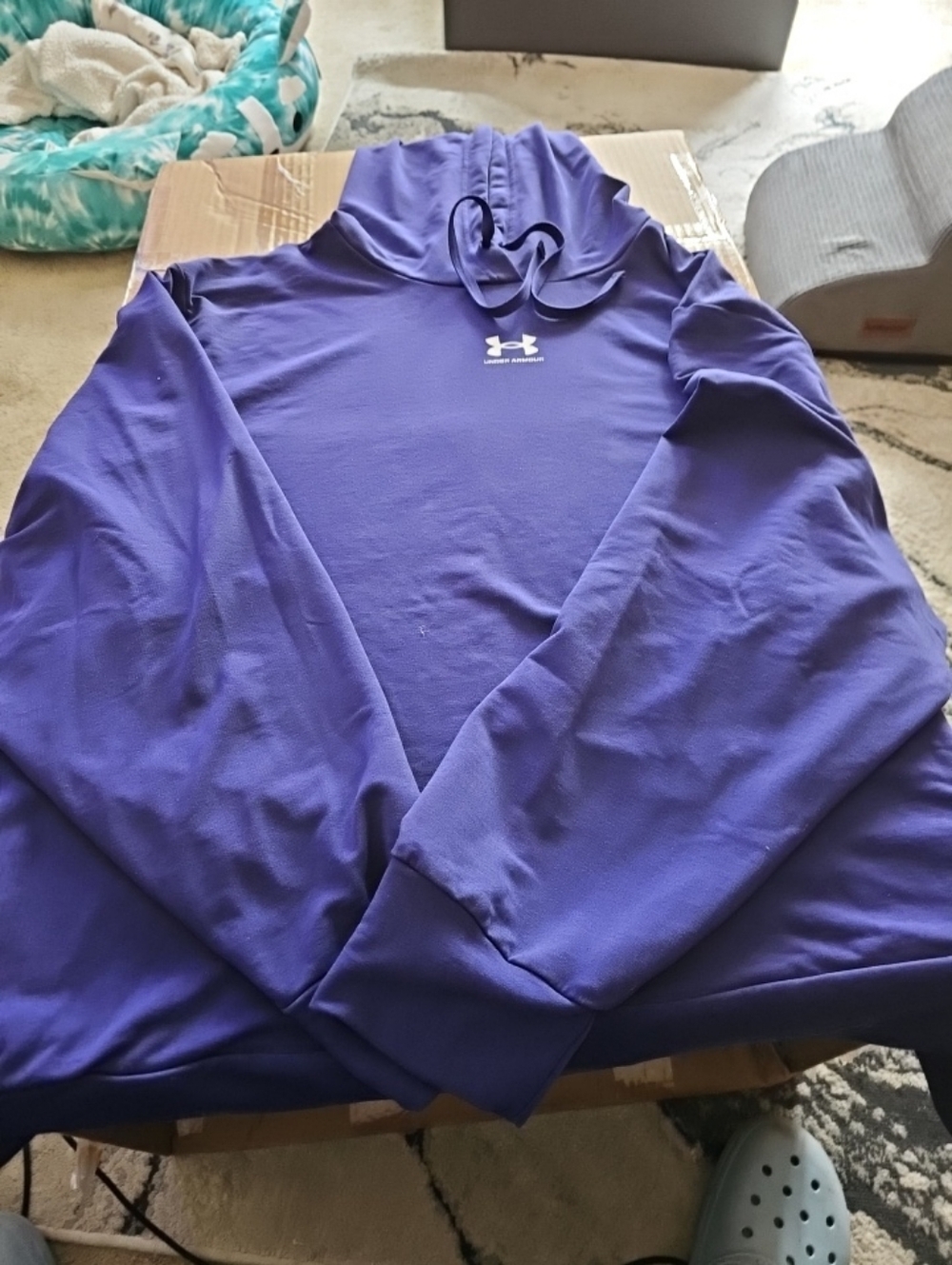 Under Armour Purple Pullover Hoodie with White Logo 3xl Side Pockets